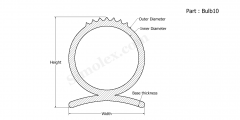 Part Bulb10 - Silicone rubber bulb seals and extruded rubber products