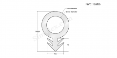 Part Bulb6 - Silicone Rubber Bulb Seals, Extruded Rubber Gasket