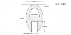 Part Bulb8 - Silicone Bulb Seals, Extruded Rubber Seals and Gaskets