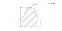 Part Bullet1 - Bullet shaped Extruded rubber gasket, cord and seals