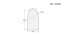 Part Bullet5 - Bullet shaped Extruded Silicone gaskets and seals