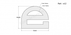 Part e12 - E shaped silicone rubber seals and Gaskets