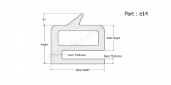Part e14 - E shaped silicone Rubber extrusion, seal and gaskets weather strips