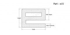 Part e15 - E shaped silicone Rubber extrusion