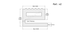 Part e2 - e Section silicone extrusion, Rubber gaskets, seals and weatherstrips