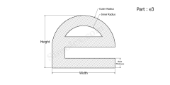 Part e3 - e section silicone extruded profile, Silicone rubber gaskets and seals