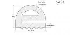 Part e5 - E shaped silicone rubber extrusion, Gaskets and weatherstrips