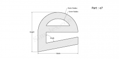 Part e7 - e shaped extruded silicone rubber profile, Gaskets and seals