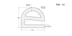 part e1 - e Shaped silicone rubber extrusion, gaskets and seals