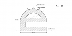 part e11 - E shaped silicone rubber seals and gaskets
