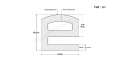 part e4 - E shaped silicone rubber gaskets, Seals and strips