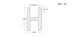 Part H2 - H shaped silicone rubber extrusion gaskets and seals