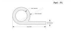 P1 - P shaped Silicone Extrusion 2D Diagram
