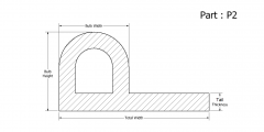P2 - P shaped Silicone Extrusion Design 2D