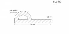 P3 - P shaped Silicone Bulb Seal, Gasket 2D Design