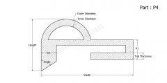 P4 - P shaped Extruded rubber gaskets and seals