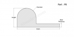 P8 - P shaped Extruded silicone rubber seals and gaskets